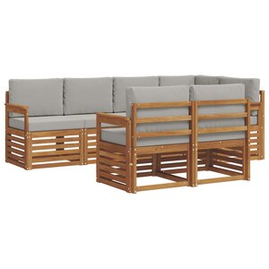 vidaXL Ensemble de canapé d'angle 7 Pièces Gris Naturel et Clair