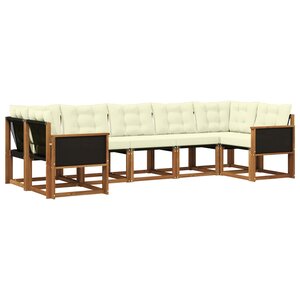 vidaXL Ensemble de canapés d'extérieur 7 pc Naturel et Crème