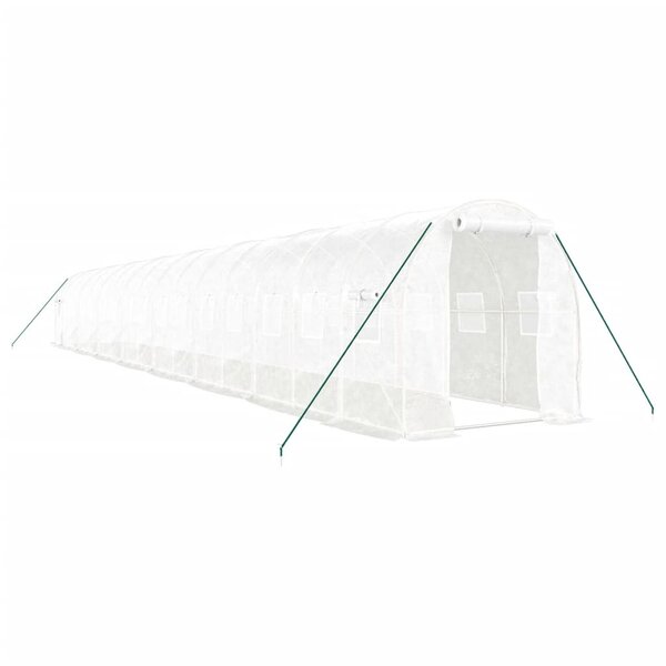 vidaXL Serre avec cadre en acier blanc 32 m² 16x2x2 m