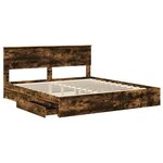 vidaXL Lit de Rangement Chêne fumé 200 x 200 cm Bois d'ingénierie