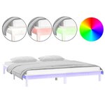 vidaXL Cadre de lit à LED blanc 135x190 cm double bois massif