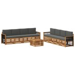 vidaXL Ensembles de canapés avec coussin 9 Pièces Bois d'Acacia Massif