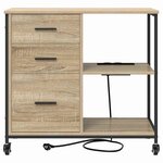 vidaXL Cabinet de Bureau avec roue Chêne sonoma 76 x 41 x 72 cm