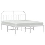 vidaXL Cadre de lit métal sans matelas et tête de lit blanc 140x190 cm