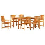 vidaXL Ensemble de salle à manger pour jardin 7 Pièces Marron