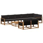 vidaXL Ensemble de canapés d'extérieur 9 Pièces Naturel et noir