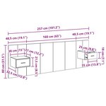 vidaXL Tête de lit avec armoire 3 Pièces Chêne noir Bois d'ingénierie