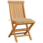 vidaXL Chaises de jardin et coussins beige lot de 4 Bois teck massif
