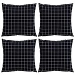 vidaXL Coussins Éparpillés À carreaux 4 Pièces Carreaux Noirs 60 x 60 cm