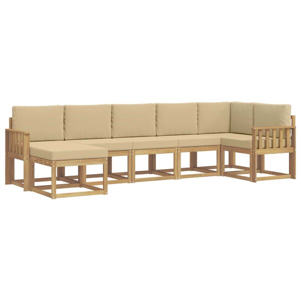 vidaXL Ensemble de canapés d'extérieur 7 pc Blanc et Beige Polyester