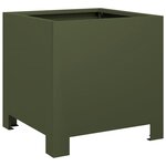 vidaXL Jardinières 2 Pièces vert olive 30x30x30 cm acier