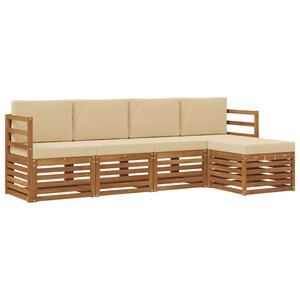 vidaXL Ensemble de canapés d'extérieur 5 pc Naturel et Beige