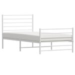 vidaXL Cadre de lit métal sans matelas et pied de lit blanc 100x200 cm