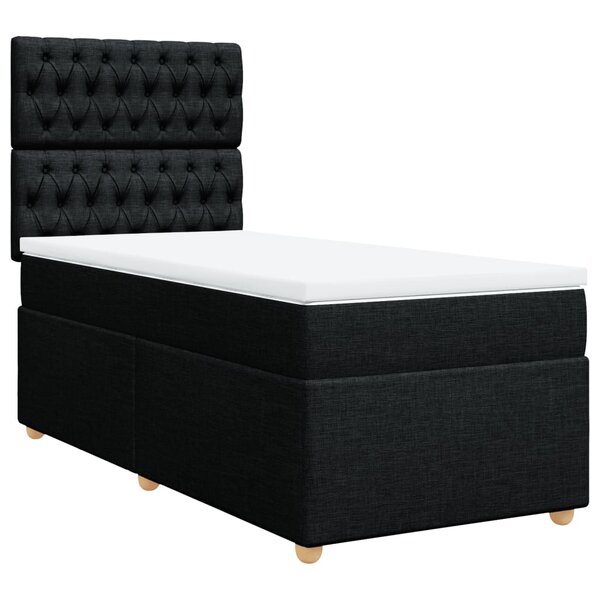 vidaXL Sommier à lattes de lit avec matelas Noir 90x200 cm Tissu