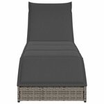 vidaXL Chaise longue pliante coussin et rangement gris résine tressée