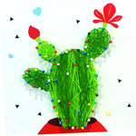 Tableau de fil tendu string art cactus 21 x 21 cm