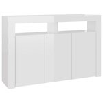vidaXL Buffet avec lumières LED blanc brillant 115 5x30x75 cm