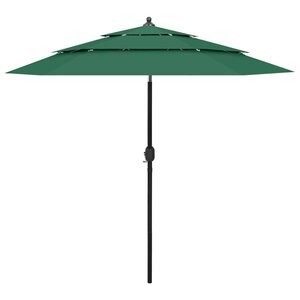 vidaXL Parasol de jardin à 3 niveaux avec mât en aluminium vert 2 5 m