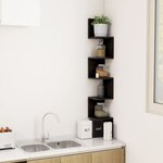 vidaXL Étagère d'angle murale Noir 20x20x127 5 cm Bois d’ingénierie