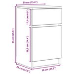 vidaXL Tables de chevet 2 Pièces chêne fumé 39x35x65 cm bois d'ingénierie