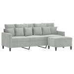 vidaXL Canapé à 3 places avec repose-pieds Gris clair 180 cm Velours