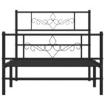 vidaXL Cadre de lit métal sans matelas avec pied de lit noir 90x200 cm