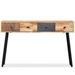 vidaXL Table console Teck massif de récupération 120 x 30 x 76 cm