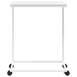 vidaXL Table d'appoint avec roues Blanc 55x35x70 cm Bois d'ingénierie