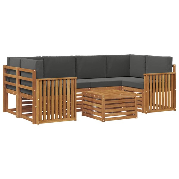 vidaXL Ensemble de canapés d'extérieur 7 pc Naturel et Anthracite