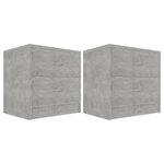 vidaXL Tables de chevet 2 Pièces Gris béton 40x30x40 cm Bois d'ingénierie