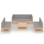 vidaXL Salon de jardin 8 Pièces avec coussins Bois de pin massif