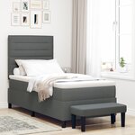 vidaXL Lit à ressorts avec matelas et banc Gris foncé 100x200 cm Tissu