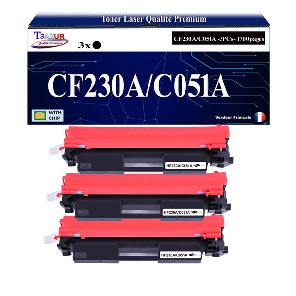 T3AZUR - 3x Toners compatibles avec Canon 051 pour Canon LBP-160  LBP-162dw  MF-264dw  MF-267dw  MF-269dw Noir - 1 700p