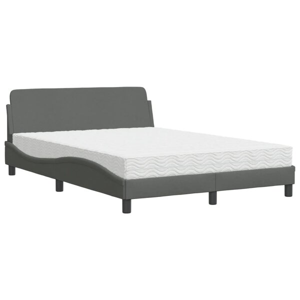 vidaXL Lit avec matelas Dover gris foncé 140x190 cm tissu