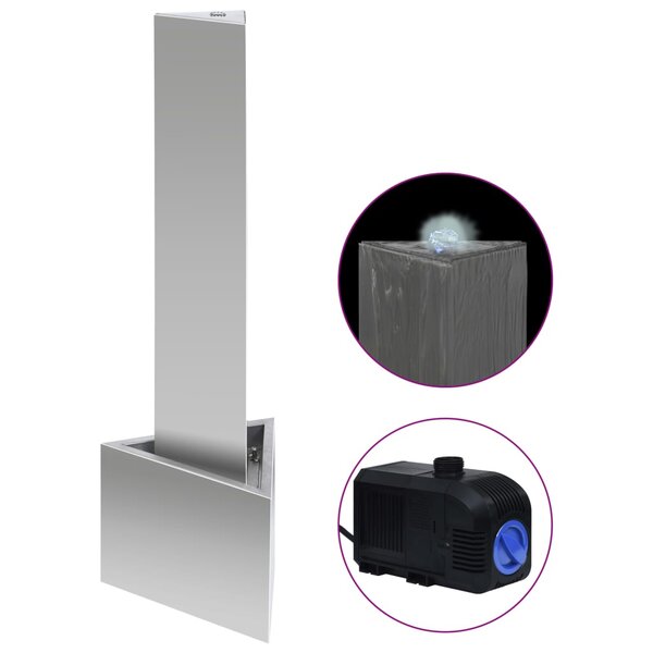 vidaXL Fontaine de jardin Argenté 37 7x32 6x110 cm Acier inoxydable