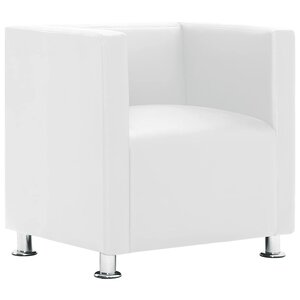 vidaXL Fauteuil cube blanc simili cuir