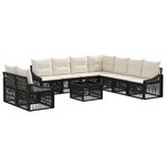 vidaXL Ensemble de canapé de jardin 10 Pièces Noir polyrotin