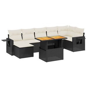 vidaXL Salon de jardin 8 Pièces avec coussins noir résine tressée