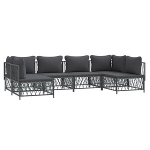 Salon de jardin meuble d'extérieur ensemble de mobilier avec coussins 6 pièces anthracite acier 02_0018312