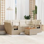 vidaXL Salon de jardin avec coussins 7 Pièces beige résine tressée