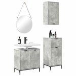 vidaXL Ensemble de mobilier de salle de bain 3 Pièces Gris béton