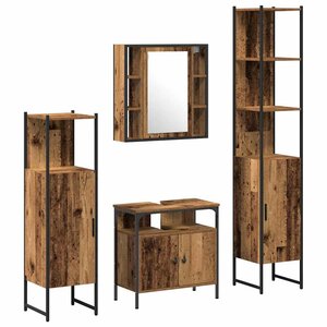 vidaXL Ensemble de mobilier de salle de bain 4 Pièces Bois Ancien