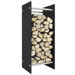 Vidaxl portant de bois de chauffage noir 40x35x100 cm verre trempé