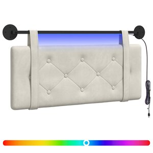 vidaXL Tête de lit suspendue Avec lumière LED Crème Velours