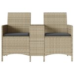 vidaXL Canapé de jardin 2 places avec table et coussins résine tressée