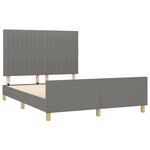 vidaXL Cadre de lit avec tête de lit Gris foncé 140x200 cm Tissu