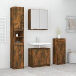 vidaXL Ensemble d'armoires de salle de bain 4 Pièces chêne fumé