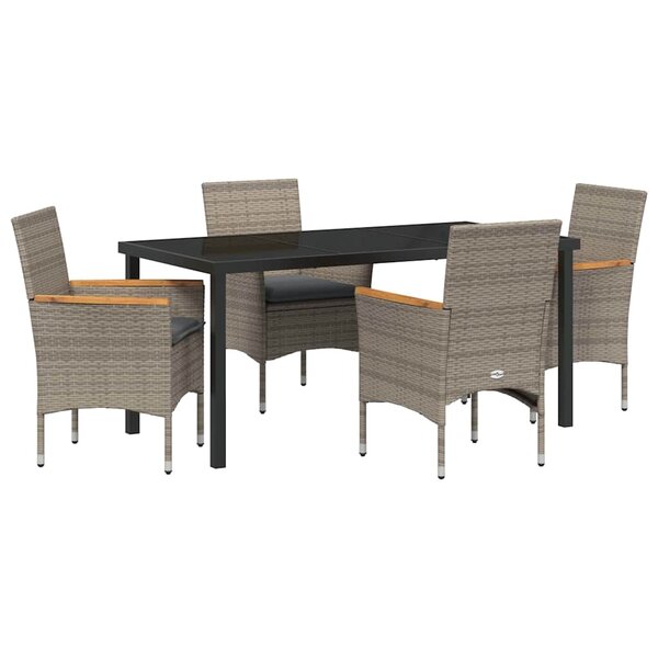 vidaXL Ensemble de salle à manger pour jardin 5 Pièces Gris Poly rotin