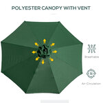 Parasol en métal rond polyester 180g/m² manivelle inclinable Ø 3 x 2 45 m vert
