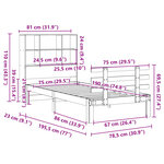 vidaXL Lit bibliothèque sans matelas cire marron 75x190 cm pin massif